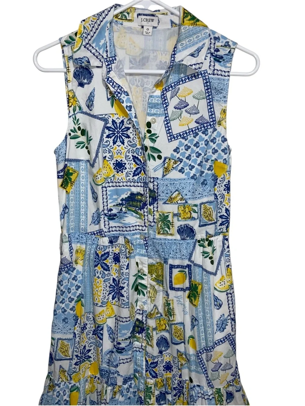 J. Crew Dress Womens Size 0 La Dolce Vita Lemons Coastal Preppy Midi Resortwear